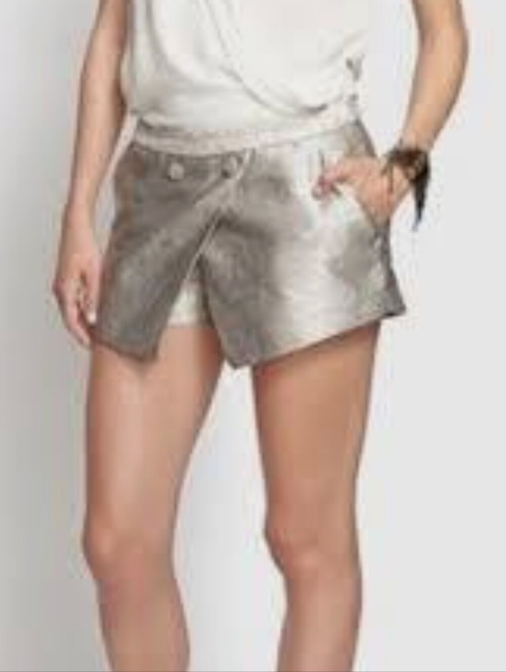 Jenni Kayne Shorts, Skirt, Size 6, Luxe Snakeskin, Gray, SILK